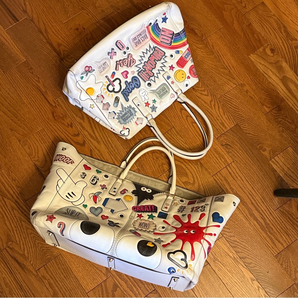 Anya Hindmarch Cream Graphic Tote Bag size medium. - Picture 13 of 16